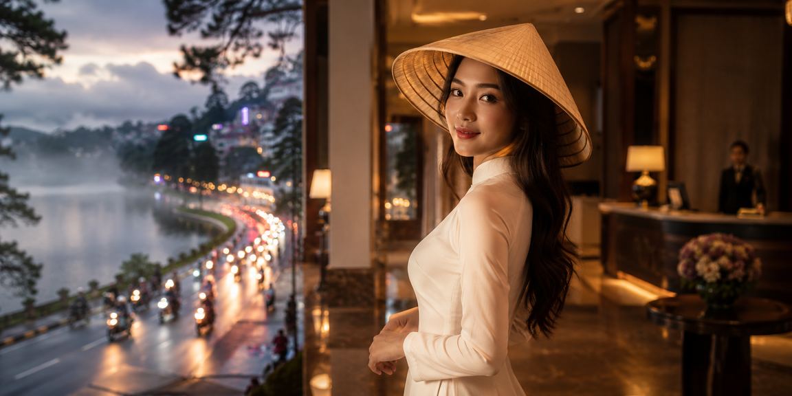 Người phụ nữ đội nón lá tại Đà Lạt nhận bonus nạp tiền trên điện thoại igay69