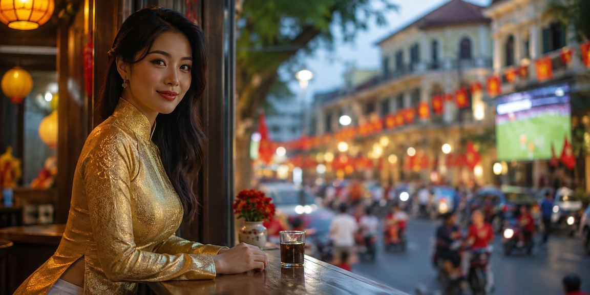 Người hâm mộ bóng đá Hà Nội mặc áo dài xem cá cược thể thao trực tuyến